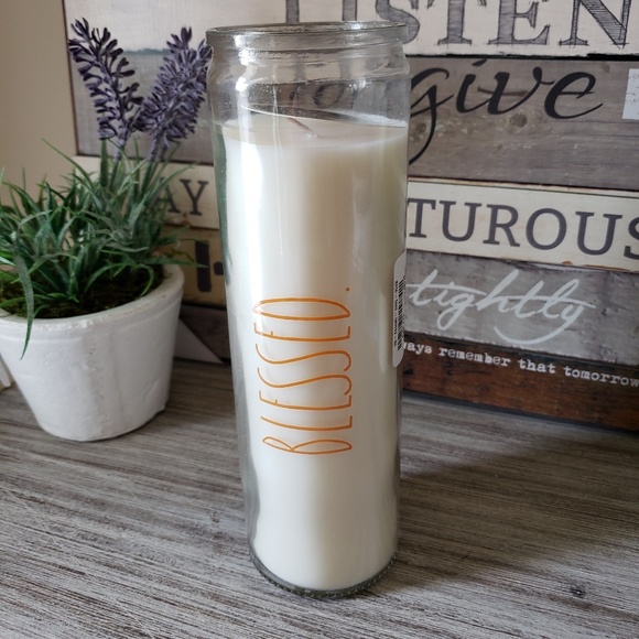 Rae Dunn Other - Rae Dunn BLESSED White Pumpkin Tall Glass Candle
